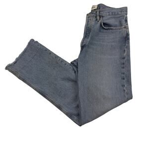 AGOLDE Lana MId-Rise Raw Hem Button-Fly Straight Jeans Women's Size 27
